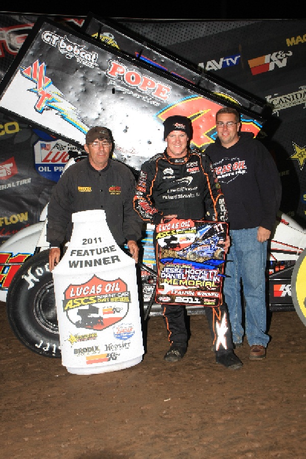 Johnson in Victory Lane Hockett Memorial